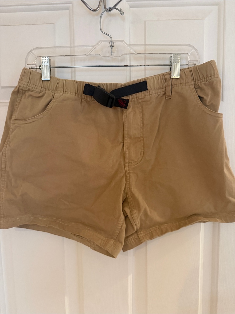 Gramicci G Shorts Khaki Chino Women's Climbing  Shorts Inter grated Belt Size L